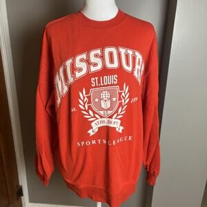 H&M Unisex Small Red Cotton Blend Relaxed Fit Missouri Sports Printed Crewneck